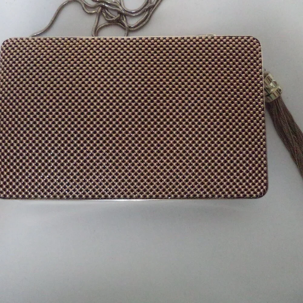 Marciano Guess Metal Mesh shoulder clutch purse bag Gold Convertible Tassel
